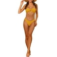 thumbnail image 2 of Conjuntos de bikini de banda para mujer, sin tirantes con lazo acanalado y parte inferior, traje de baño de 2 piezas, color amarillo medio, 2 of 5