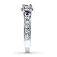 thumbnail image 3 of 1 Carat Round Diamond and Sapphire Halo Engagement Ring in White Gold, 3 of 3