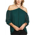 thumbnail image 2 of 1.STATE Womens Sheer Knit Blouse, Green, X-Small, 2 of 2