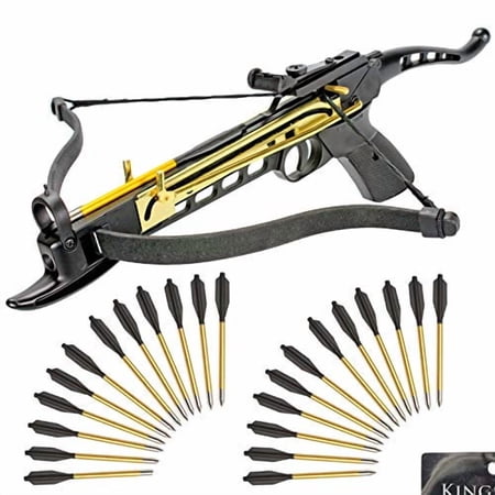 Self-Cocking Crossbow Bundle with Adjustable Sights Spare Crossbow String and Caps 27 Aluminim Arrow Bolt Set