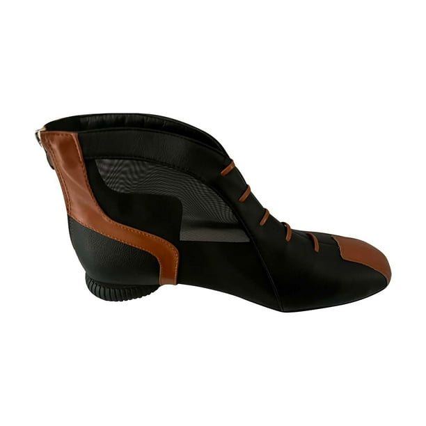 Amzcrzy Zapatos de mujer,Zapatos de mujer,Zapatillas de mujer, Sandalias de tacón bajo con punta cuadrada pequeña para mujer, botas de piel sintética con cordones y tubo corto. Sandalias Mujer Zapati