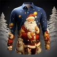 thumbnail image 2 of Christmas T-Shirts for Men Long Sleeve Funny Santa Graphic Button Down Shirts Collared Casual Fall Winter Family Xmas Gift Mens T-Shirts Blue L, 2 of 4