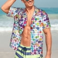 thumbnail image 7 of Honeii Colorful Watercolor Dots Print Men’s Hawaiian Shirt,Classic Button-Down Short Sleeve Shirt, for Beach, Vacation, and Outdoor Activities,Large, 7 of 7