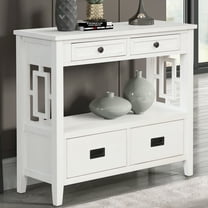 FFZ 36'' Farmhouse Pine Wood Console Table Entry Sofa Table with 4 Drawers & 1 Storage Shelf for Entryway Living Room Bedroom Hallway Kitchen (Antique White)