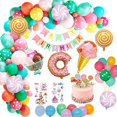 thumbnail image 1 of Decoración de Cumpleaños para Niñas, Kit de Cumpleaños para Niñas con Pancarta Decoración de Feliz Cumpleaños, Globos de Caramelo Helado para Cumpleaños de Niñas Candyland Reutilizable, 1 of 5
