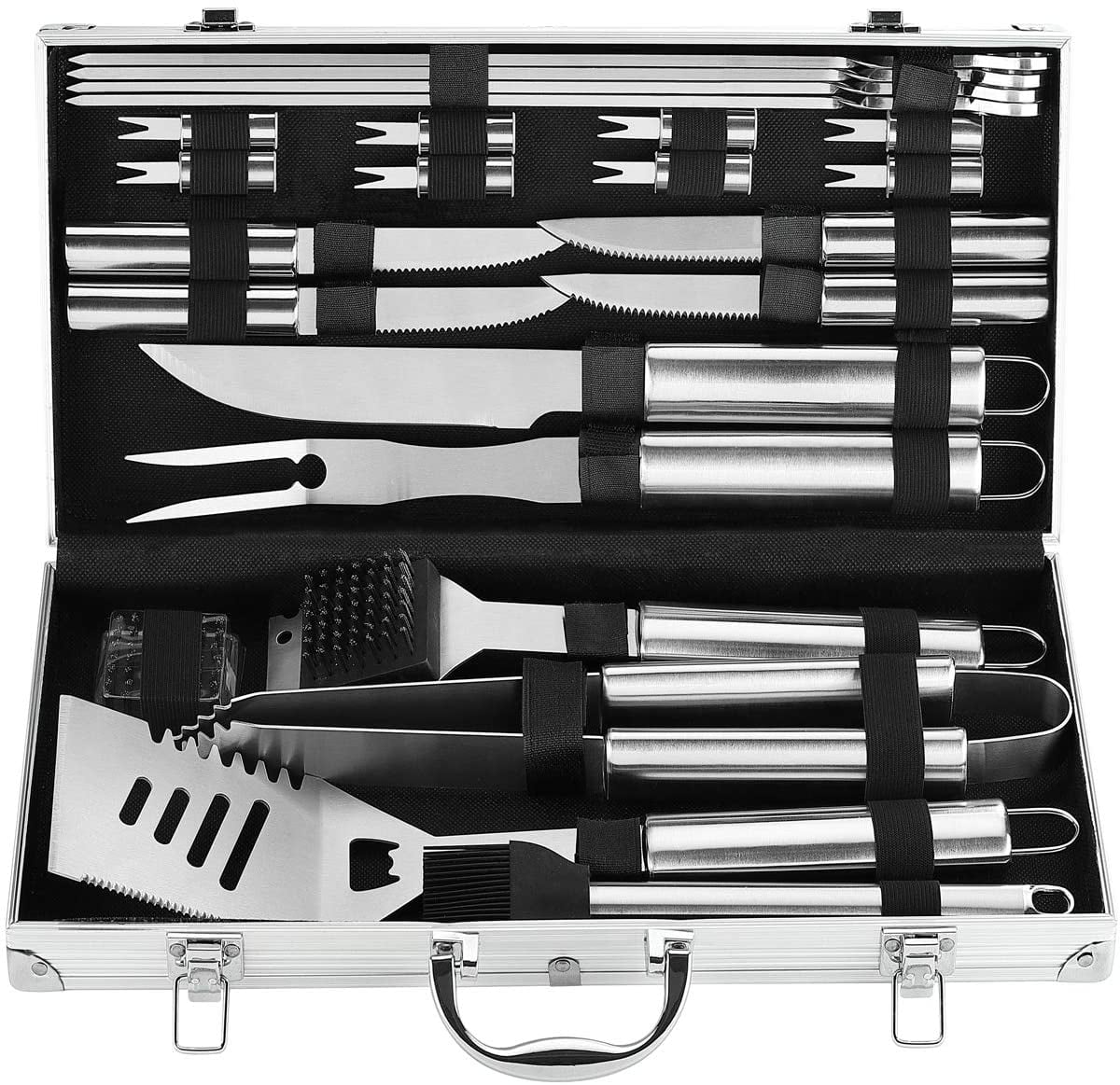 BBQ Tools Set Stainless Steel Barbecue Heavy Duty Grill Accessories Kit with Portable Case for Men Women for Outdoor Camping Backyard Grill Barbecue Tools Set