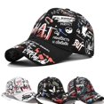 thumbnail image 2 of Sombrero de béisbol con letras en blanco y negro para hombre y mujer, gorra de béisbol con estampado de grafiti, estilo Hip Hop, con visera, protección solar, 2023 Fivean unisex, 2 of 2