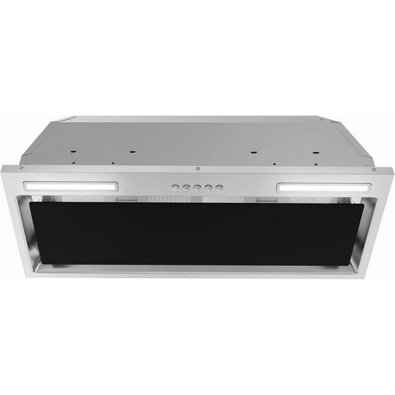 Streamline 28 in. Cupello Convertible Insert 350 CFM Range Hood in Glossy Black with Mesh Filters, Electronic Button Control, LED Lights