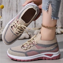 XIMIN Women's Thick-Soled Non-Slip Breathable Mesh Sneakers Orthopedic Loafers Comfortable Walking Athletic Fitness Tennis Walking School Shoes Lightweight Causal Shoes