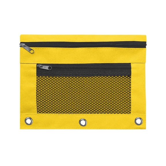 10pc Cloth Binder Pencil Case with Zipper, Three-Hole Design, Transparent Compartment, Durable Storage Organizer for Office & Home