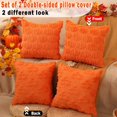 thumbnail image 2 of Fall Decorations Set of 2 Double-Sided Fall Pillow Covers 18" x 18", with 2 Different Looks, Orange Pumpkin & Leaf, Soft Plush Faux Fur Throw Pillow Covers for Home Decor, 2 of 13