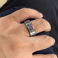 thumbnail image 2 of Wedding Rings Men & Women. 8mm Silver Dark Blue Tungsten Band Silver Gears, 2 of 7