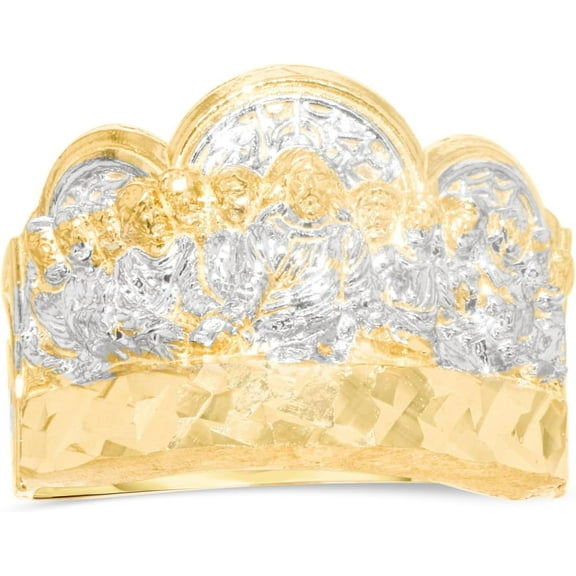 Floreo 10k Yellow Gold 17.4mm Last Supper Arch Two-Tone Ring, Size 9