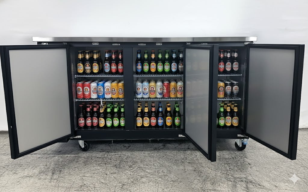 72" Commercial Back Bar Cooler,20Cu.Ft Triple-Door Beverage Refrigerator with LED Lighting & Auto Defrost