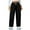 Black, variant on Women Casual Cotton Solid Drawstring Elastic Waist Long Straight Pants