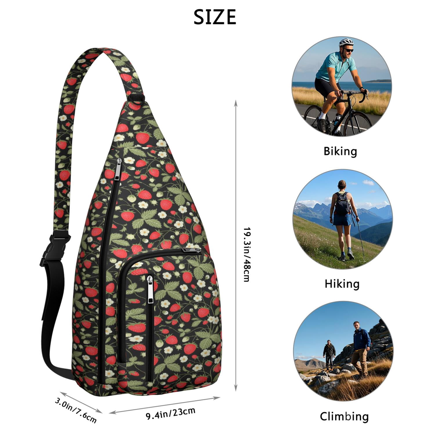 Fruity Strawberry Lover Fanny Pack – Water-resistant & Compact, Cute Berry Print, Perfect for Concerts, Travel & Outings