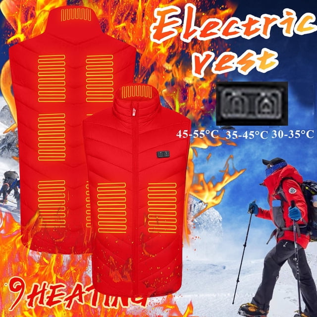 Oliegs Heated Blanket 9 Area Double Control Heating Vest Unisex Outdoor Warm Clothing Heated For Riding Skiing Fishing USB Plug In Heated Vests Chocolate