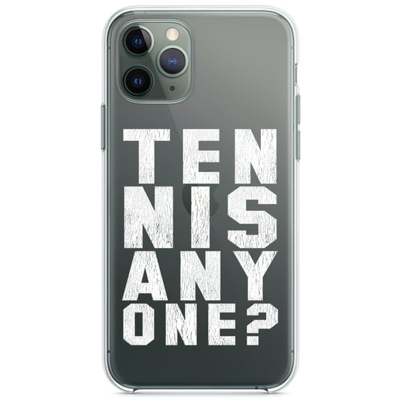 DistinctInk Clear Shockproof Hybrid Case for iPhone 13 Pro MAX (6.7" Screen) - TPU Bumper Acrylic Back Tempered Glass Screen Protector - Tennis Anyone?