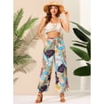 thumbnail image 3 of INSPIRE CHIC Pantalones de pierna ancha tropical informal con cintura con cordón floral Palazzo Boho para mujer con bolsillos Rosa S, 3 of 6