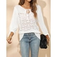 thumbnail image 2 of Blouses for Women Solid Color Crochet Heart Hollow Womens Tops V-neck Long Sleeve Shirts Alsol Lamesa, 2 of 6