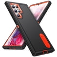 thumbnail image 3 of Tarise Stand Case for Samsung Galaxy S22 Ultra 6.8 Inch (2022),with Metal Kickstand Hard PC & TPU Back Shockproof [Military Grade Protection] Heavy Duty Rugged Hybird Protective Cover, Black & Orange, 3 of 10