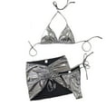 thumbnail image 6 of Sakmal 3 Piece Womens Bikini Sets High Waisted Extra Lift Swimwear Hawaiian Silver Solid Womens Swimsuits L, 6 of 9