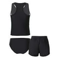 thumbnail image 2 of Yruioon Girls 3pcs Swimsuit Tank Tops with Briefs Shorts Bathing Suit Summer Sleeveless Swimwear Black Lily 8, 2 of 7