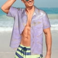 thumbnail image 7 of Fuzoiu Lavender Glitter Foil Stripes Print Hawaiian Shirt for Men, Summer Beach Casual Short Sleeve Button Down Shirts, Men’s Beach Summer Shirts with Pocket,XX-Large, 7 of 7