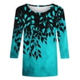 thumbnail image 5 of 3/4 Length Sleeve Womens Tops Dressy Casual Clothing Shirts Summer Outfits 2026 Beach Vacation Hawaiian Clothes Pleated Front Tunic Shirt, 5 of 5