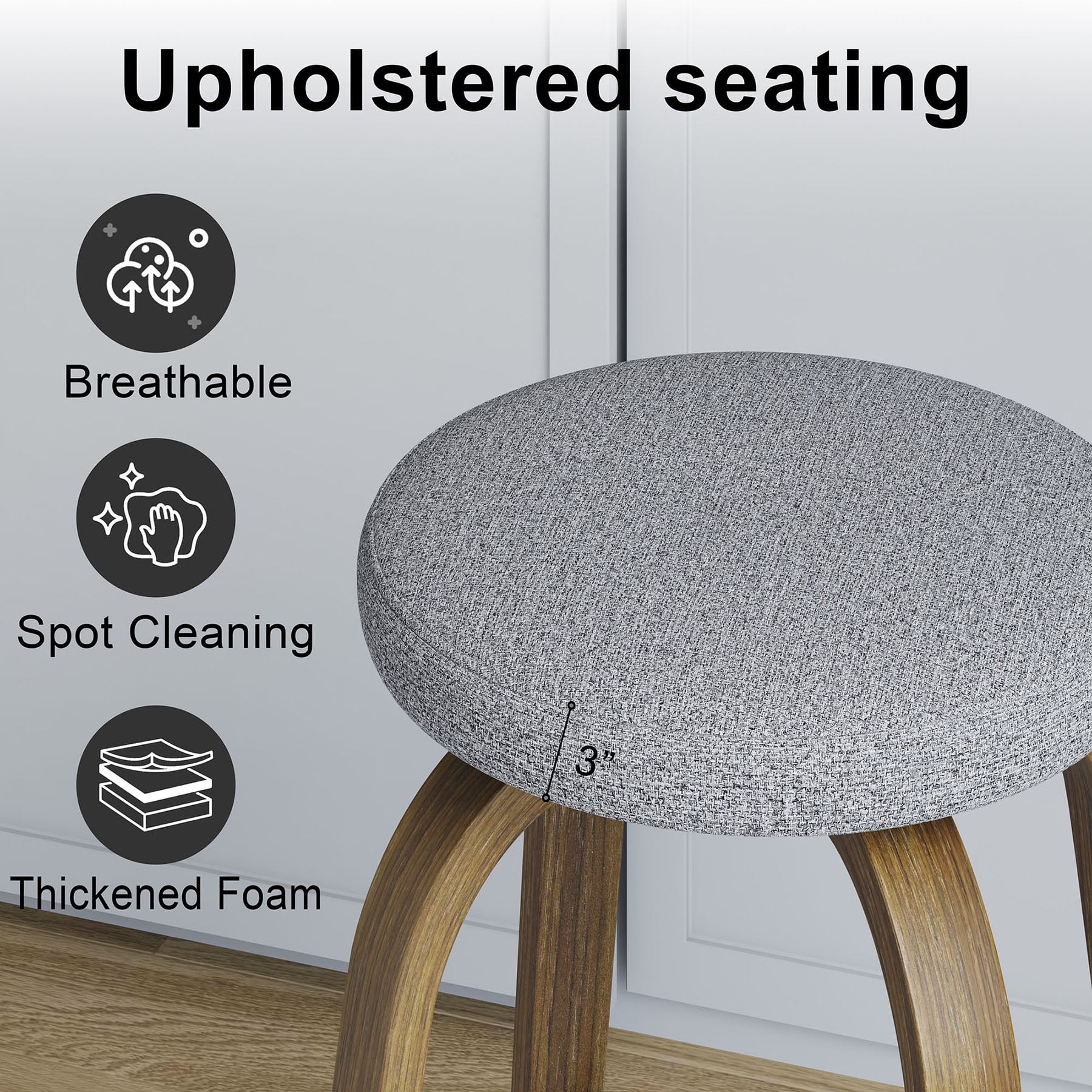 S-HOME Swivel Bar Stools Set Of 2,  Fabric Upholstered 30 Inch Height, Ideal For Restaurants And Home Use，Gray