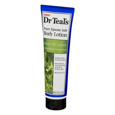 Dr Teal's Relieve & Soften Pure Epsom Salt Body Lotion with Eucalyptus and Spearmint, 10 oz