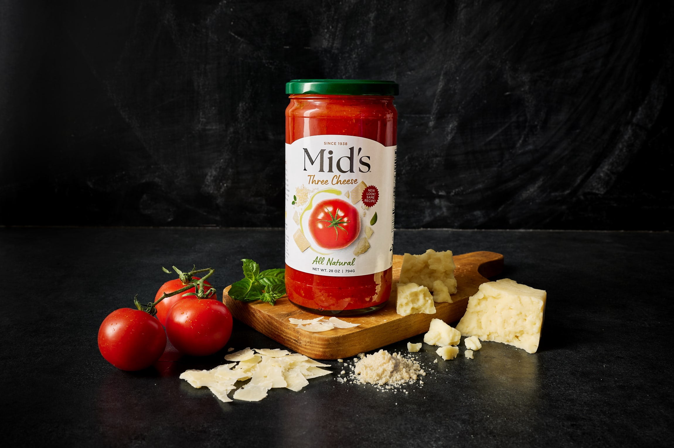 Mid's Premium All Natural Three Cheese Spaghetti Pasta Sauce, Gluten-Free, 28 oz, 1 Pack