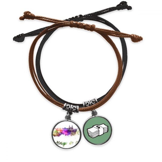 Santiago de Chile Ciudad acuarela Pulsera Cuerda Mano Cadena Cuero Dinero Pulsera Unbranded M