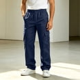 thumbnail image 2 of Cmfcve Mens Cargo Pants Button Zipper Fly Straight Leg Pants Casual Outdoor Hiking Work Trousers, 2 of 8