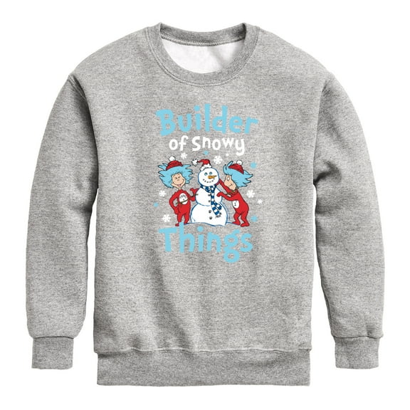 Cat in the Hat - Builder Of Snowy Things - Toddler And Youth Crewneck Fleece Sweatshirt
