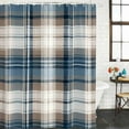 thumbnail image 3 of Blue Brown Plaid Waterproof Fabric Shower Curtain,Vintage Abstract Stripes Lattice Waterproof Fabric Shower Curtain for Bathroom Curtains Bathtubs Hotel Shower Curtains with 12 Hooks Stall 48x72in, 3 of 8