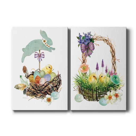 Bunny Hop Premium Gallery Wrapped Canvas - Ready to Hang - Set of 2 - 8 x 12 Each