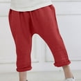 thumbnail image 5 of Fesfesfes Kids Pants Spring And Summer Pants Solid Color Wrinkled Linen Pants Light Boys and Girls Breathable Nine-Minute Harem Pants, 5 of 7
