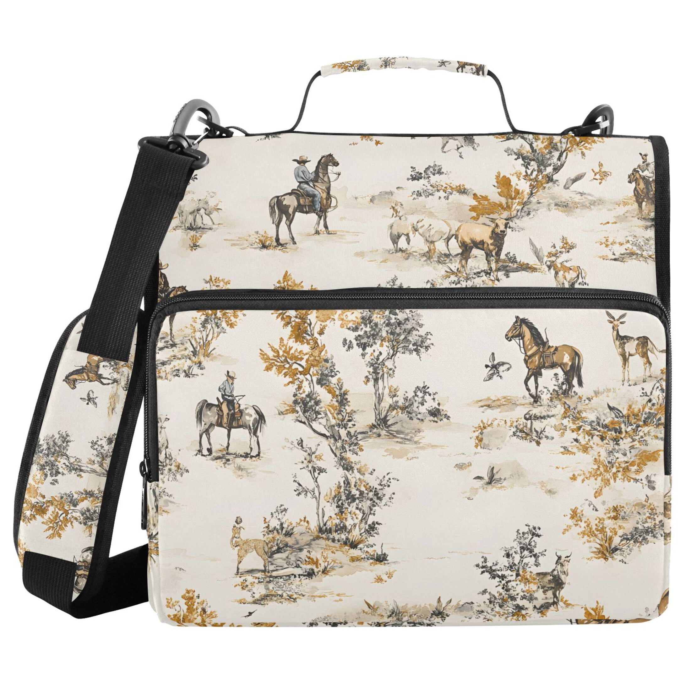 ALAZA Zipper Binder Horses Pattern 3 Ring Trapper Keeper File Folder Organizer Bag
