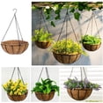 thumbnail image 4 of Cesta colgante de metal de 12 pulgadas con forro de coco, cestas redondas de alambre colgantes para plantas, cestas colgantes al aire libre con cadena, decoración de porche, macetas, decoración de jar JFHHH pequeña, 4 of 5