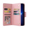thumbnail image 6 of Nalacover For iPhone 13 Pro Max Zipper Wallet Case,360 Protection Stylish PU Leather Shockproof Magnetic Flip Holder 6 Card Slots and 2 Cash Pockets Cover with Detachable Wrist Strap,Rosegold, 6 of 15