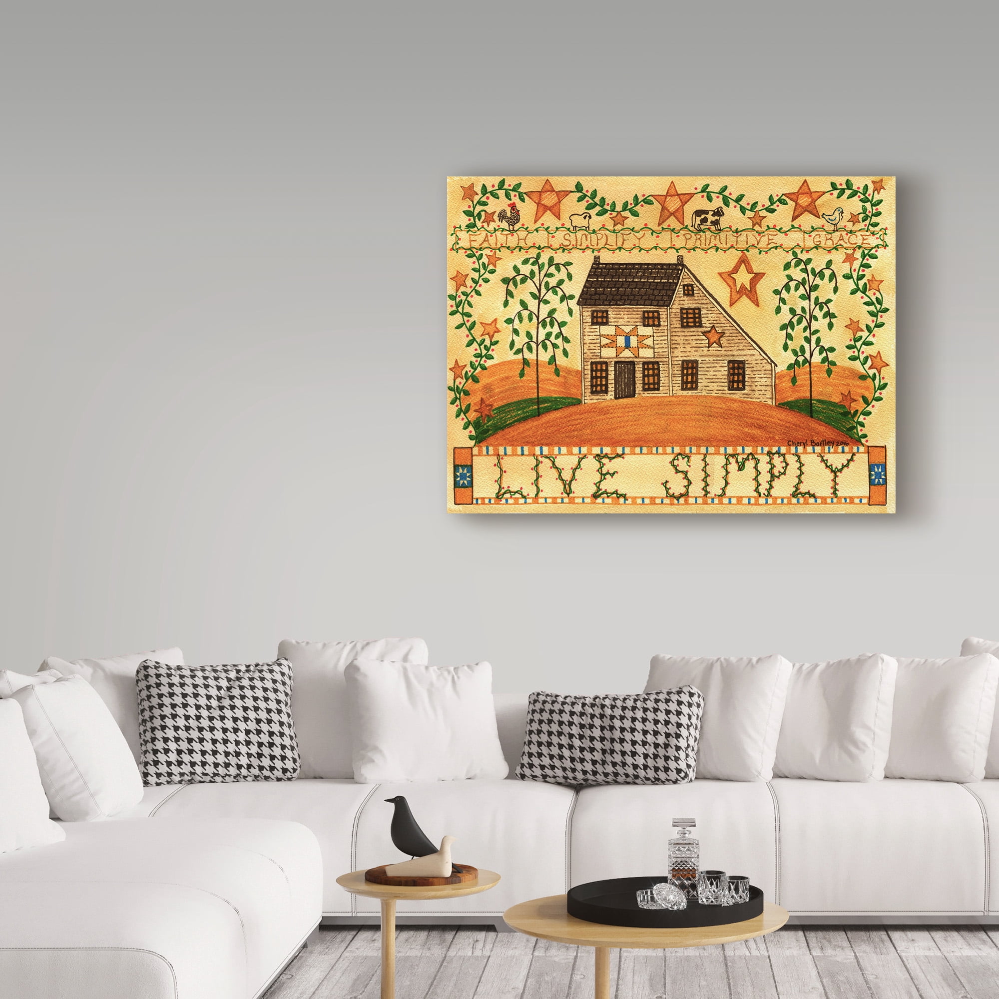 Trademark Fine Art 'Live Simply Folk Art' Canvas Art by Cheryl Bartley