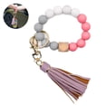thumbnail image 3 of Dinheiro Pulsera de silicona con llavero, llavero de coche con cuentas y borla para mujeres y niñas, 3 of 8