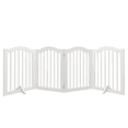 thumbnail image 5 of Puerta para mascotas independiente de 27,6 pulgadas de altura, 4 puertas para perros plegables, valla de Seguridad plegable de madera maciza, puerta para perros de madera con 2 pies de apoyo, 5 of 5