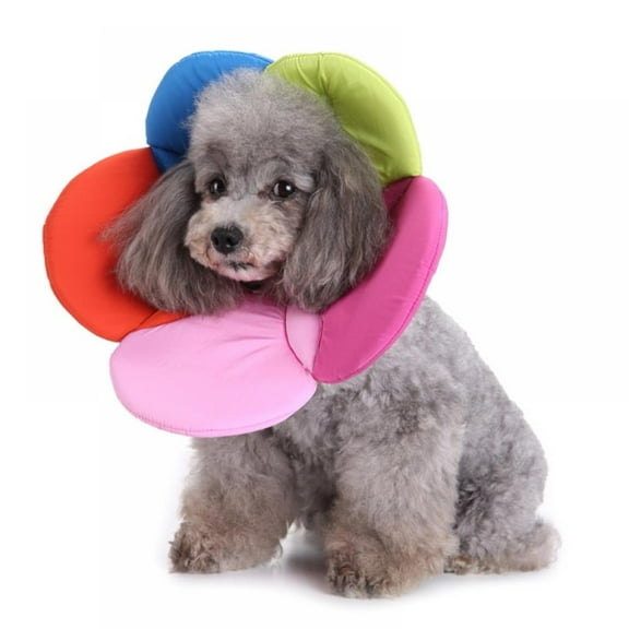 Pet Flower Elizabethan Recovery Collar For Dog Cat Soft Cone Anti-bite E-Collar(Colorful L)