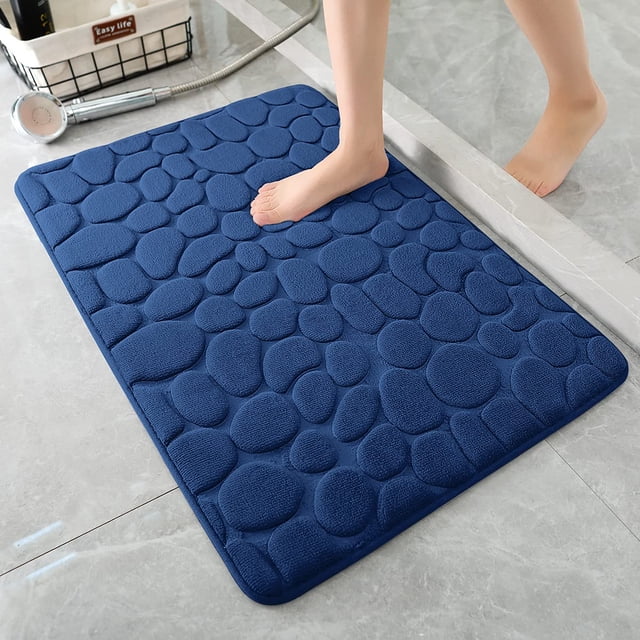 Alfombra viscoelástica de baño YIHOUSE, adoquín, azul oscuro, 43 x 61 cm