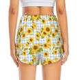 thumbnail image 2 of Lsque Blue White Plaid Sunflower Printed Women's Running Shorts with Liner Pockets,Elastic Quick Dry Workout Athletic Gym Yoga Shorts,Womens High Waist Shorts-Large, 2 of 9