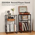 thumbnail image 5 of 3-Tier Vinyl Record Player Stand, End Table for Album Storage, 28" H Record Player Stand with Storage Up to 120 Albums Vinyl Record Storage, Side Table for Living Room Bedroom, 5 of 16