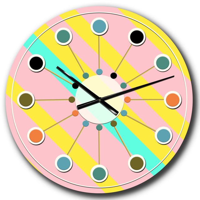 Designart'memphis Rétro Néon Modèle Milieu du Siècle Moderne Horloge Murale