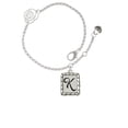 thumbnail image 2 of Delight Jewelry Silvertone Pebble Border Initial - K Silver-tone Rose Link Chain Bracelet, 6.25"+1.75" Extender, 2 of 4